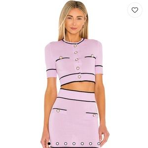 Lovers + friends pearl short sleeve cardigan and skirt set